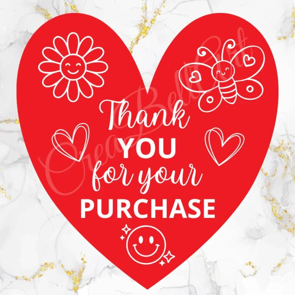 60 COUNT COLORS HEART-SHAPED THANK YOU CARDS  BLANK BACKS 2